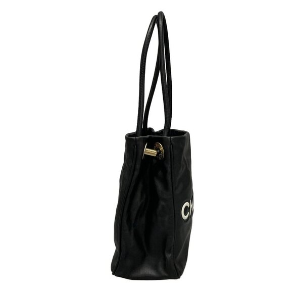 Auth CHANEL Camellia Black White Lambskin Tote Bag - Picture 6 of 16